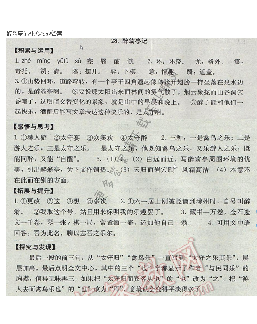 醉翁亭记补充习题答案