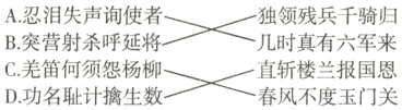 B突营射杀呼延几时真有六军来C羌笛何须怨杨柳直斩楼兰报国恩D功名耻计擒生数春风不度玉门关
