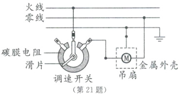 金属外壳滑片吊扇调速开关第21题