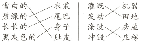 房屋身子长长的淹没黑灰色的肚皮冲毁庄稼