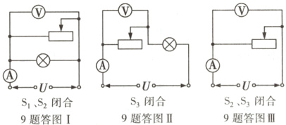 UxU6oSS闭合S闭合S1S闭合9题答图II9题答图III9题答图I