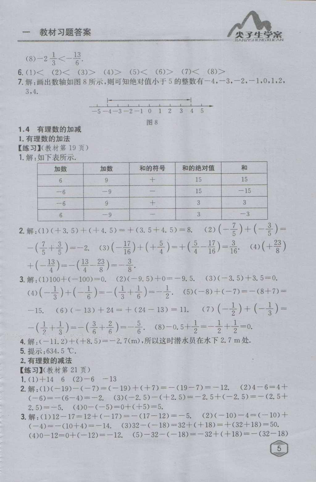 课本沪科版七年级数学上册&nbsp;参考答案第4页
