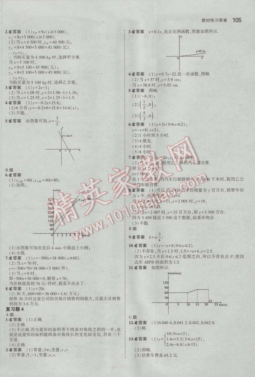 课本八年级数学下册湘教版&nbsp;参考答案第11页