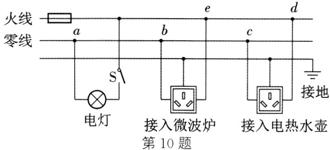 电灯接入微波炉接入电热水壶第10题