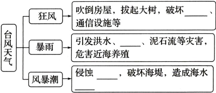侵蚀破坏海堤造成海水风暴潮