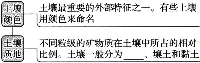不同粒级的矿物质在土壤中所占的相对壤土和黏土比例土壤一般分为
