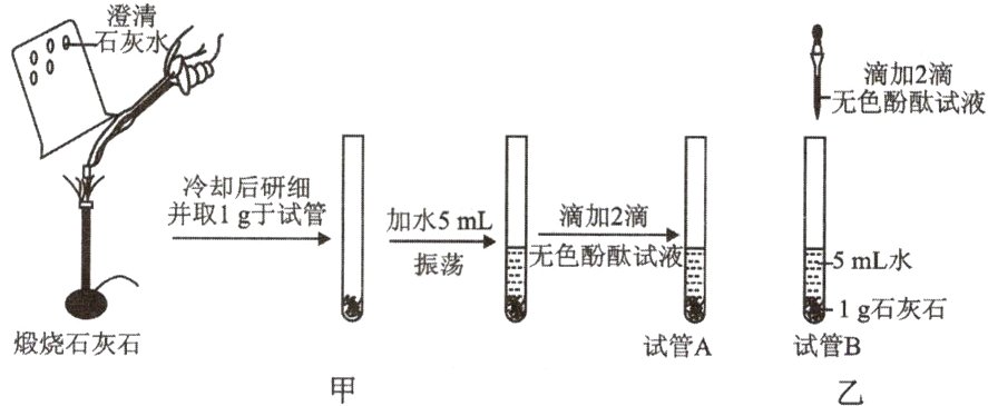 煅烧石灰石试管A试管B