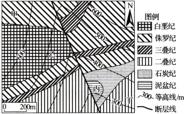 300等高线m200m一断层线