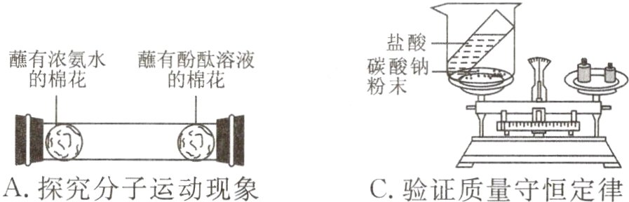 A探究分子运动现象C验证质量守恒定律