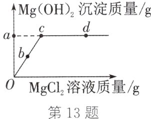 MgCl溶液质量g第13题