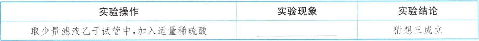 猜想三成立取少量滤液乙于试管中加入适量稀硫酸