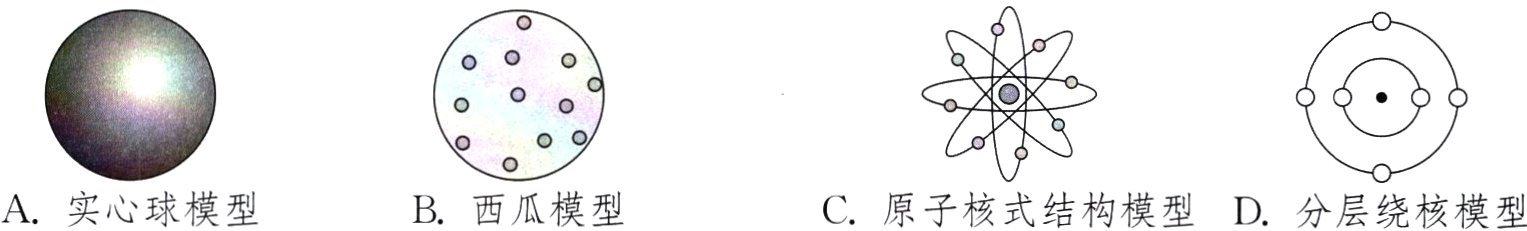 A实心球模型B西瓜模型C原子核式结构模型D分层绕核模型