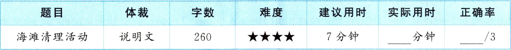 海滩清理活动7分钟分钟说明文260