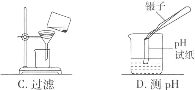 C过滤D测pH