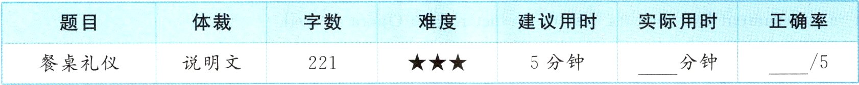 5分钟分钟5餐桌礼仪说明文221