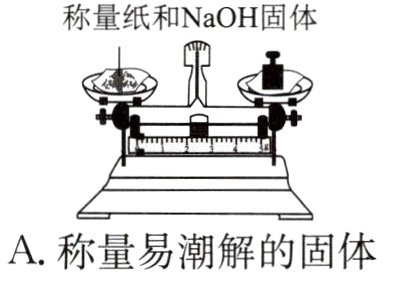A称量易潮解的固体