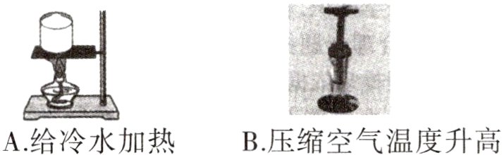 A给冷水加热B压缩空气温度升高