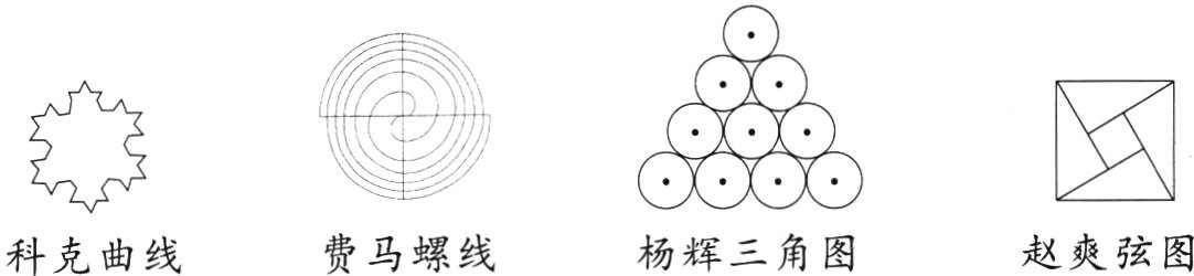 杨辉三角图赵爽弦图费马螺线科克曲线