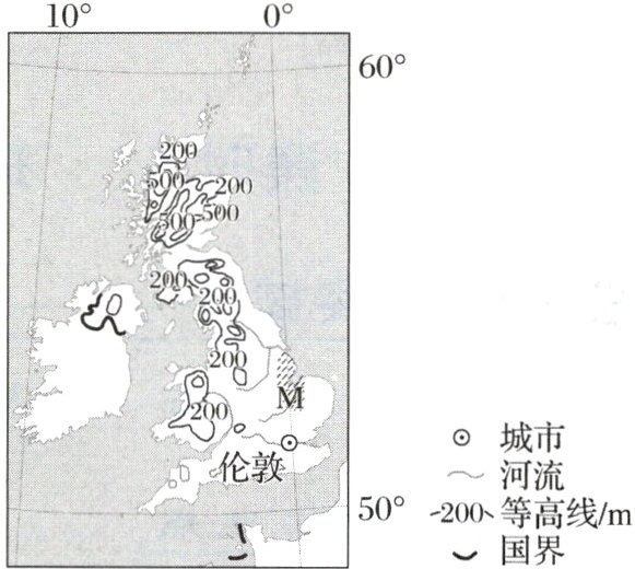 50°−200−等高线/m国界
