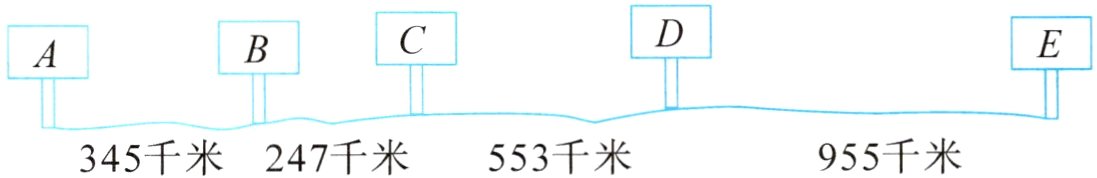 955千米345千米247千米553千米