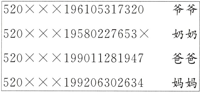 520199206302634妈妈