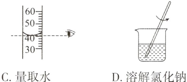 C量取水D溶解氯化钠