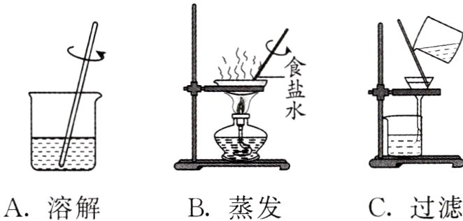 B蒸发C过滤A溶解