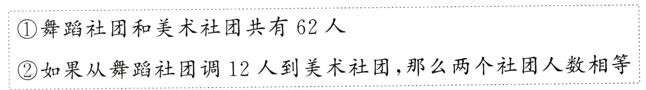12人到美术社团那么两个社团人数相等如果从舞蹈社团调