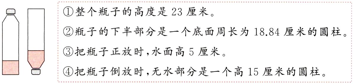 把瓶子倒放时无水部分是一个高15厘米的圆柱