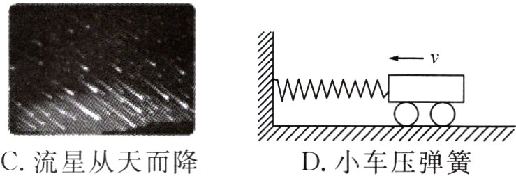 C流星从天而降D小车压弹簧