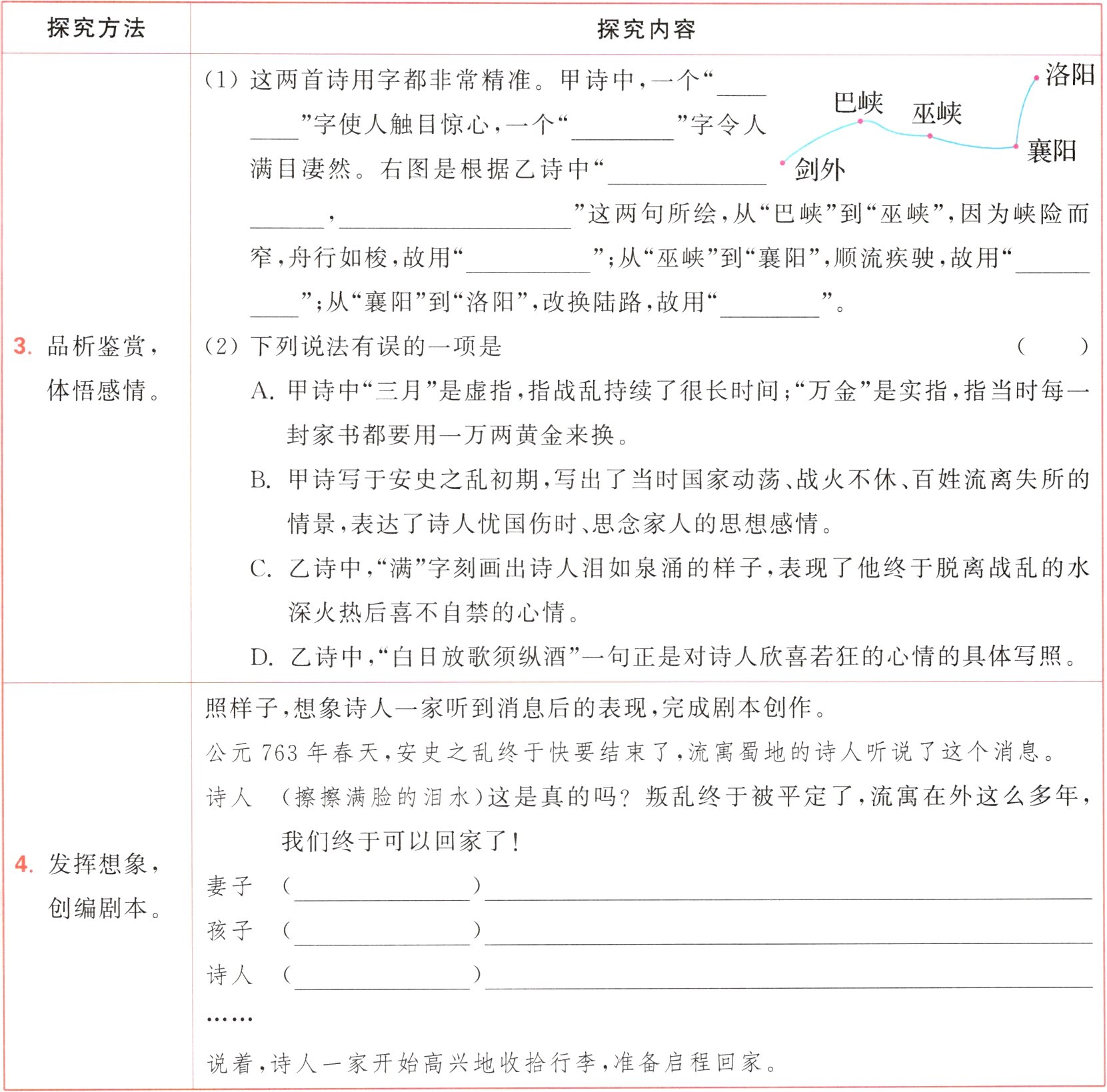 说着诗人一家开始高兴地收拾行李准备启程回家