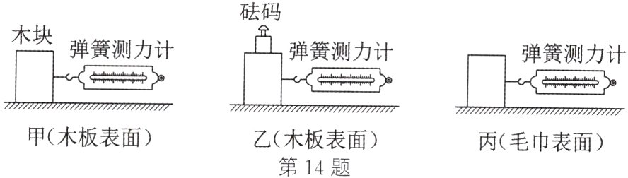 甲木板表面乙木板表面丙毛巾表面第14题
