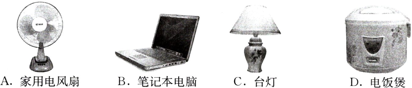 A家用电风扇B笔记本电脑C台灯D电饭煲