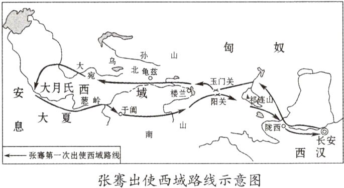 张赛第一次出使西域路线张骞出使西域路线示意图