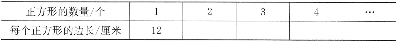 每个正方形的边长厘米12