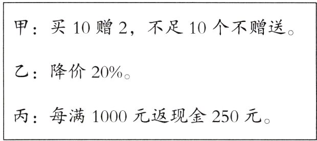 丙每满1000元返现金250元