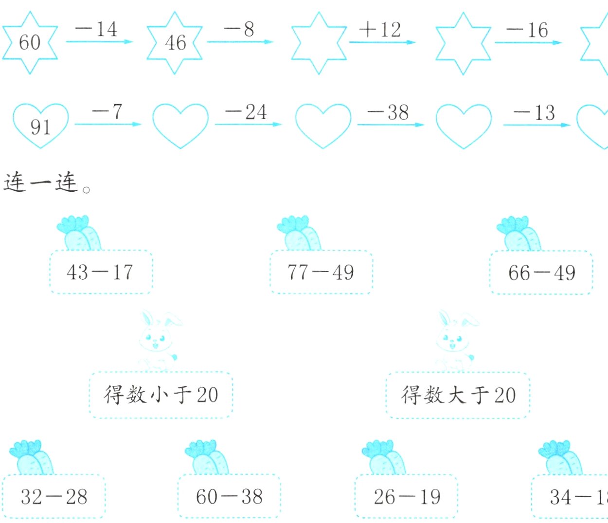 得数小于20得数大于20