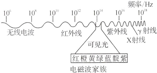 红橙黄绿蓝靛紫电磁波家族