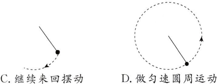 D做匀速圆周运动C继续来回摆动