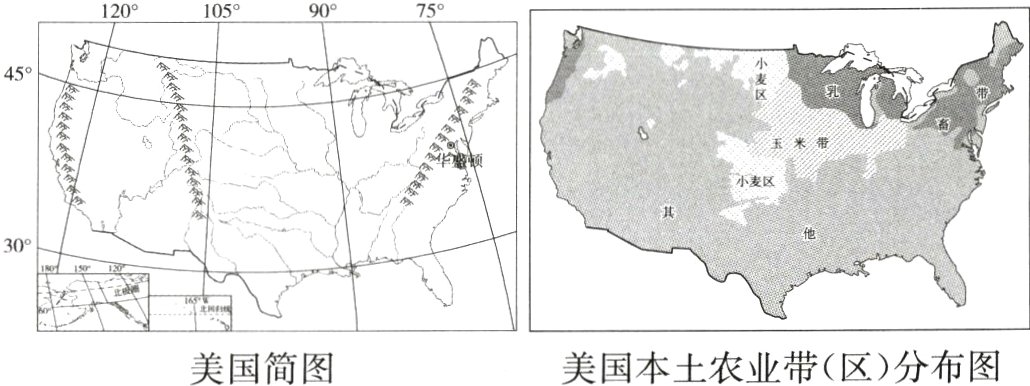 美国本土农业带区分布图美国简图