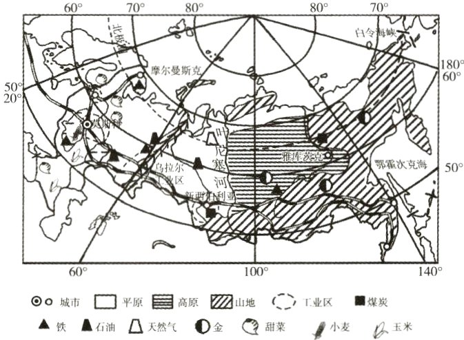 仓城市平原三滈原㉒山地工业区−煤炭A铁A石油天然气0金甜菜小麦B玉米