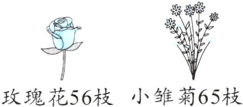 玫瑰花56枝小雏菊65枝