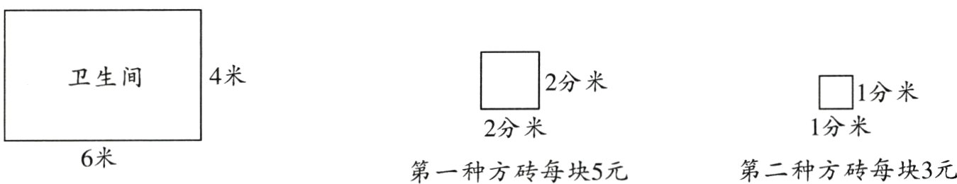 6米第二种方砖每块3元第一种方砖每块5元