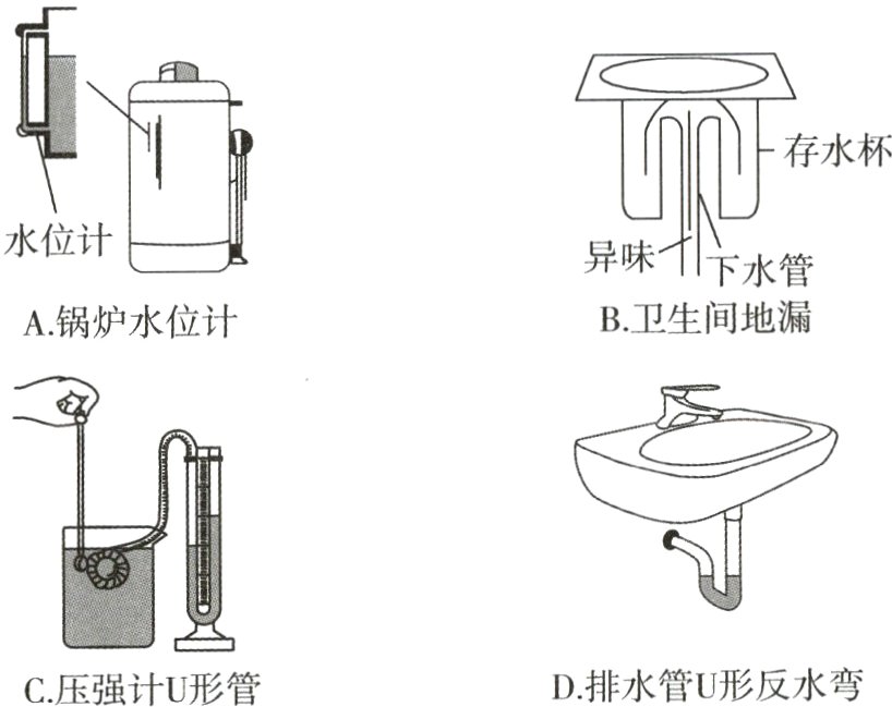 D排水管U形反水弯C压强计U形管