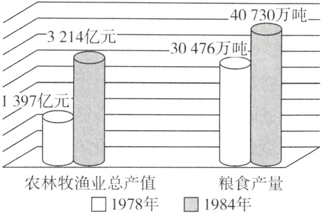 农林牧渔业总产值粮食产量1978年口1984年