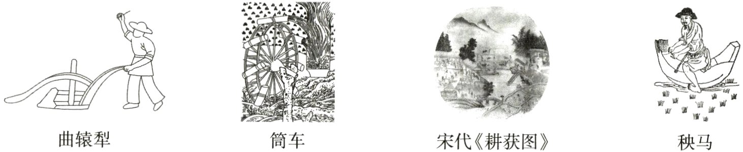 曲辕犁筒车宋代耕获图秧马