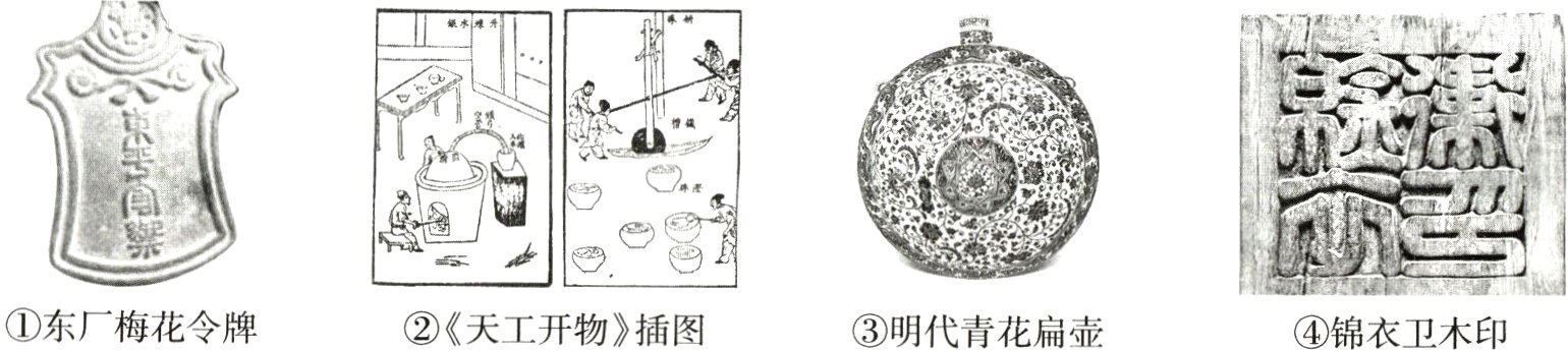 东厂梅花令牌天工开物插图明代青花扁壶锦衣卫木印