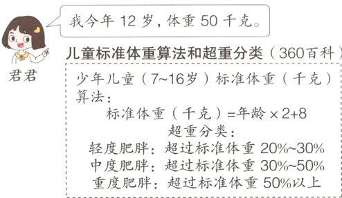 中度肥胖超过标准体重3050重度肥胖超过标准体重50以上