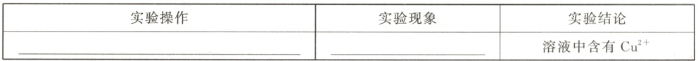 实验操作实验现象实验结论溶液中含有Cu²+