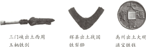 三门峡出土西周辉县出土战国禹州出土大观玉柄铁剑铁犁铧通宝铁钱